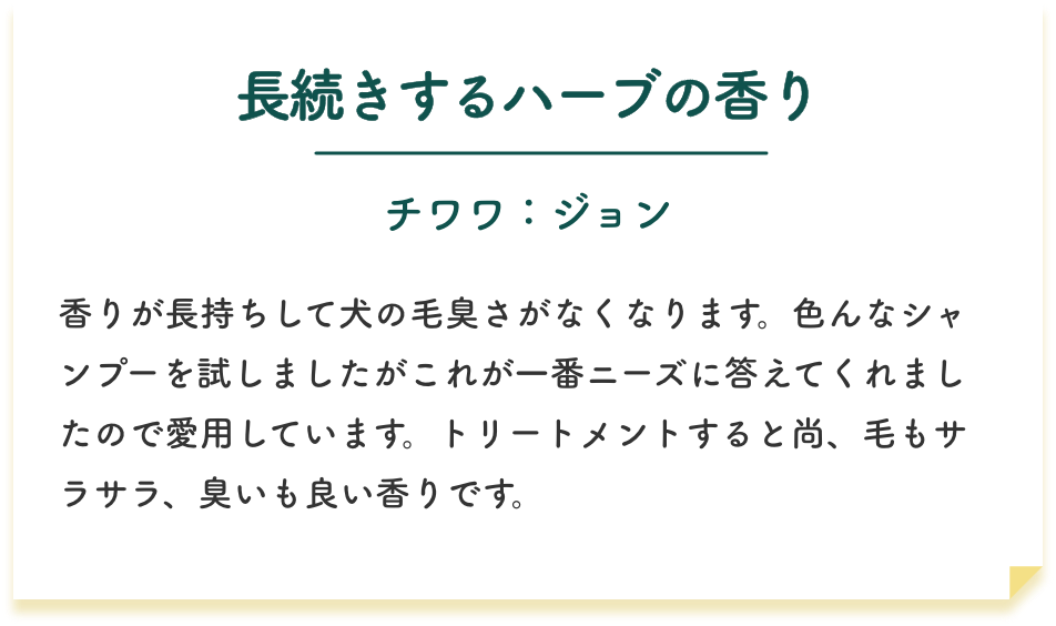 長続きするハーブの香り | チワワ：ジョン